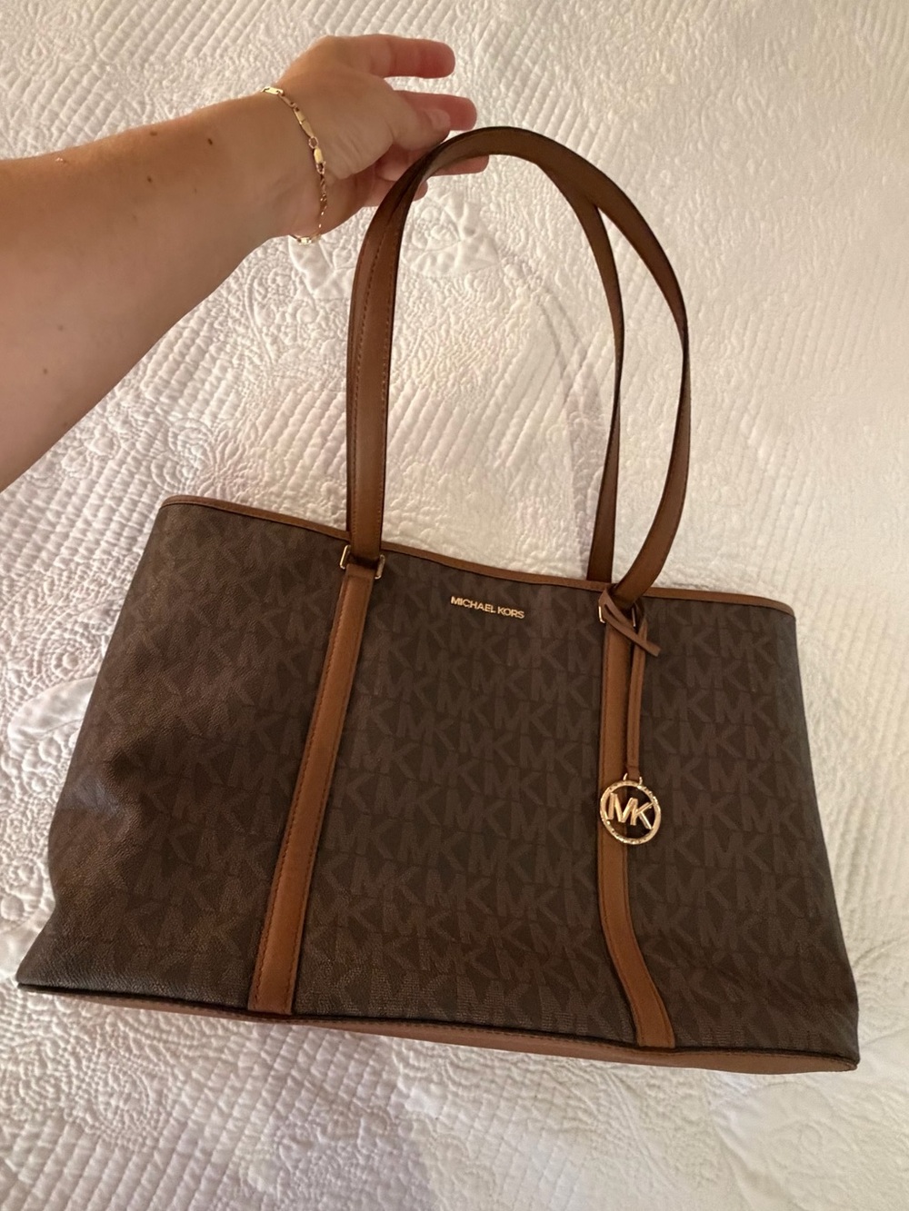 Michael Kors Large Brown Signature Logo Tote Bag – Like New
